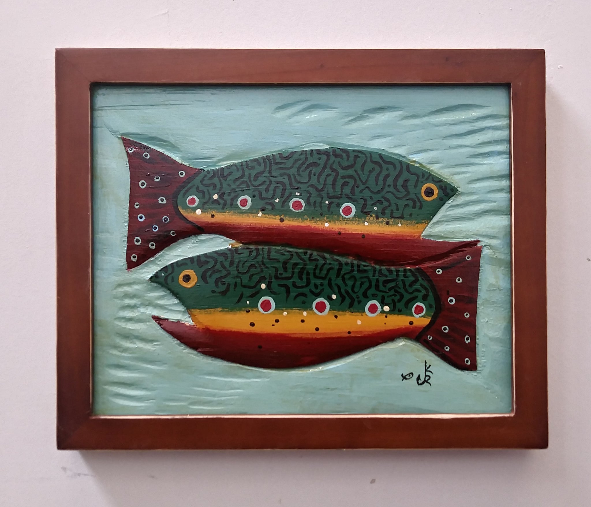 Two Green Brook Trout Carving