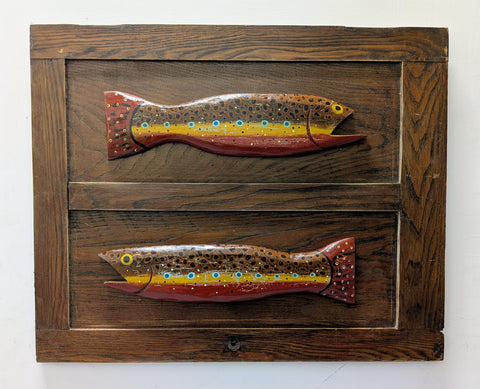 2 Brown Trout On Cabinet Door